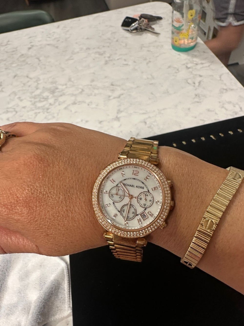 Michael Kors Gold and White Crystal Accent Bracelet Watch - Picture 2 of 3